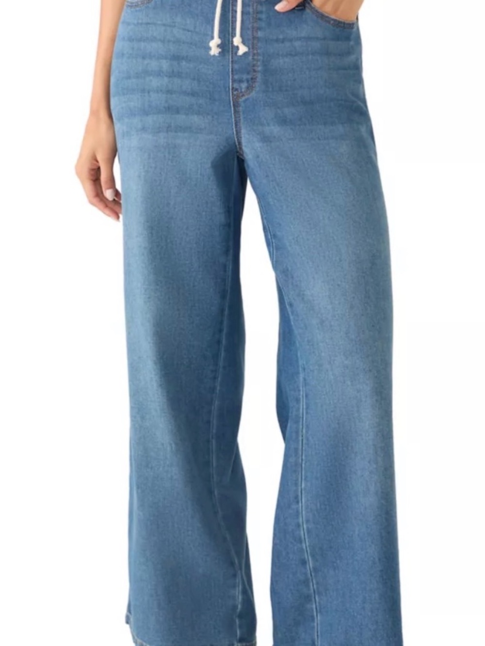 Vanilla Star Women's Midrise Contrast Tie Wide Leg Pants